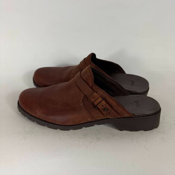 Teva Clogs Women's 8.5 Brown Leather Waterproof Slip-On Block Heel Round Toe - Picture 5 of 10